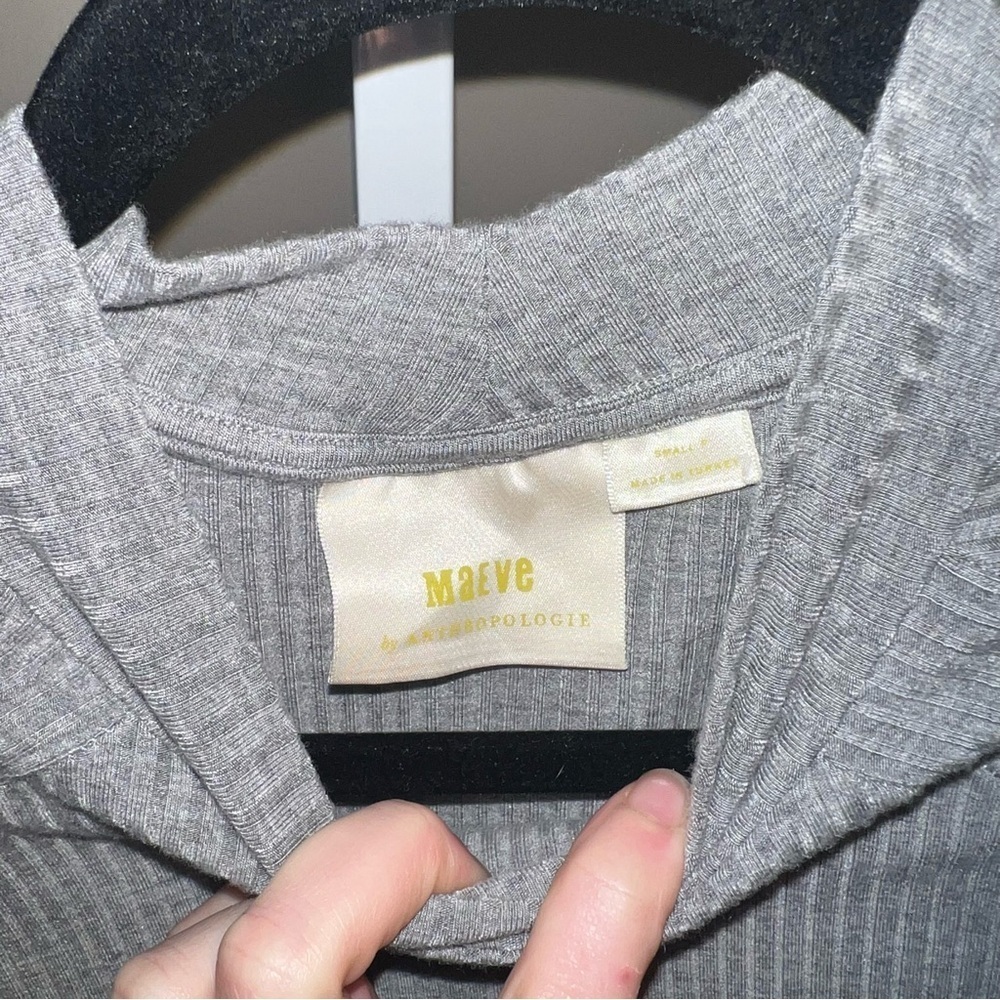 Anthropologie Maeve Corinne Gray Asymmetrical Long Sleeve Small Petite - Picture 9 of 10